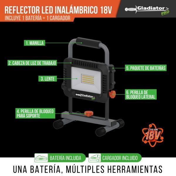 0212163202 23 600x600 - REFLECTOR LED INALAMBRICO 18v 1BAT RF 820/18C1